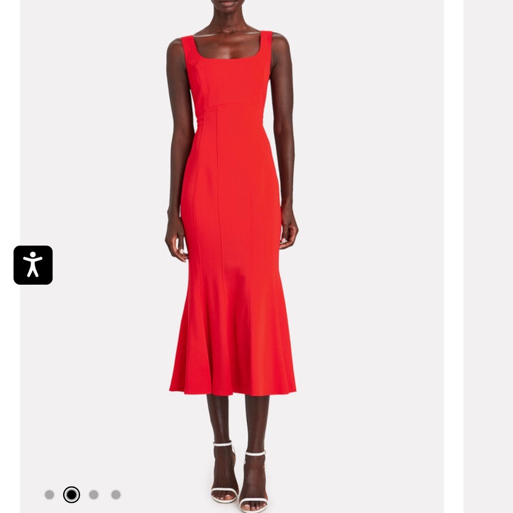 Veronica Beard Red Gloria Flared Midi Dress